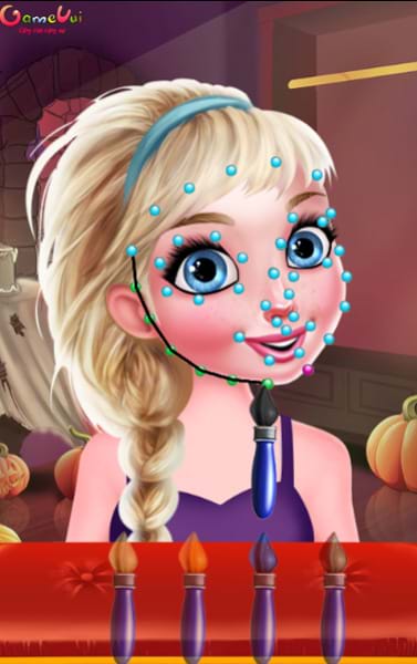 Chơi game Elsa vẽ mặt Halloween trên GameVui