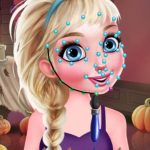Elsa vẽ mặt Halloween