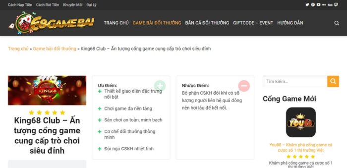 68 Game Bài | 68gamebai.me - Website review cổng game cho người Việt Gamevui.Org